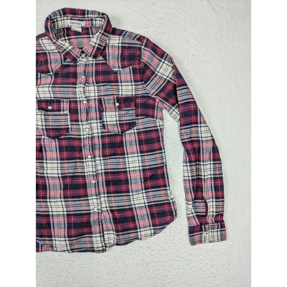 Dizzy Lissy Shirt Womens S Plaid Flannel Button Red Black Cotton - Picture 3 of 10
